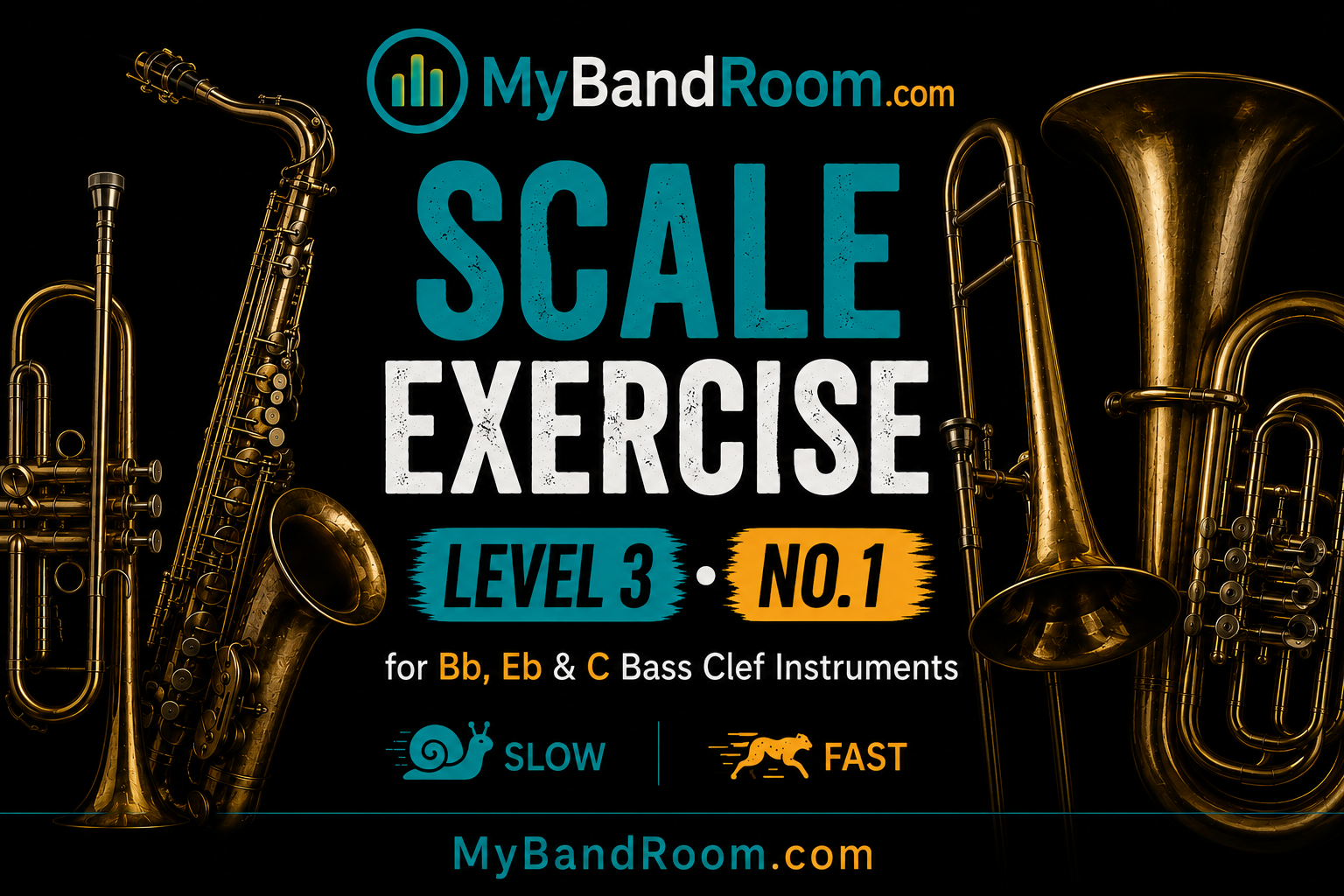 Scale Exercise Level 3 No. 1 for Bb, Eb and C Bass Clef instruments